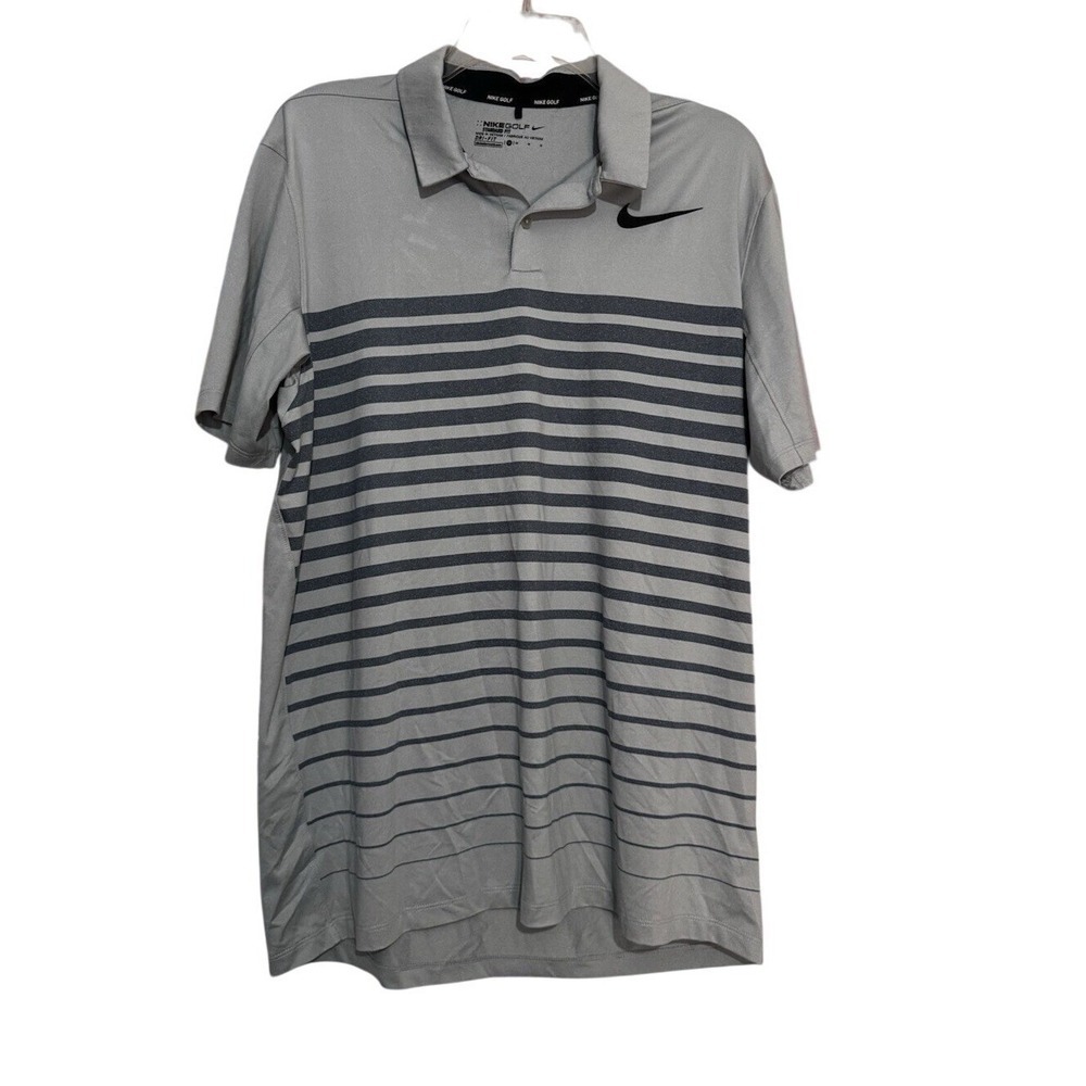 Nike Golf‎ Standard Fit Polo Shirt Mens Size Medium White Orange Striped SS
